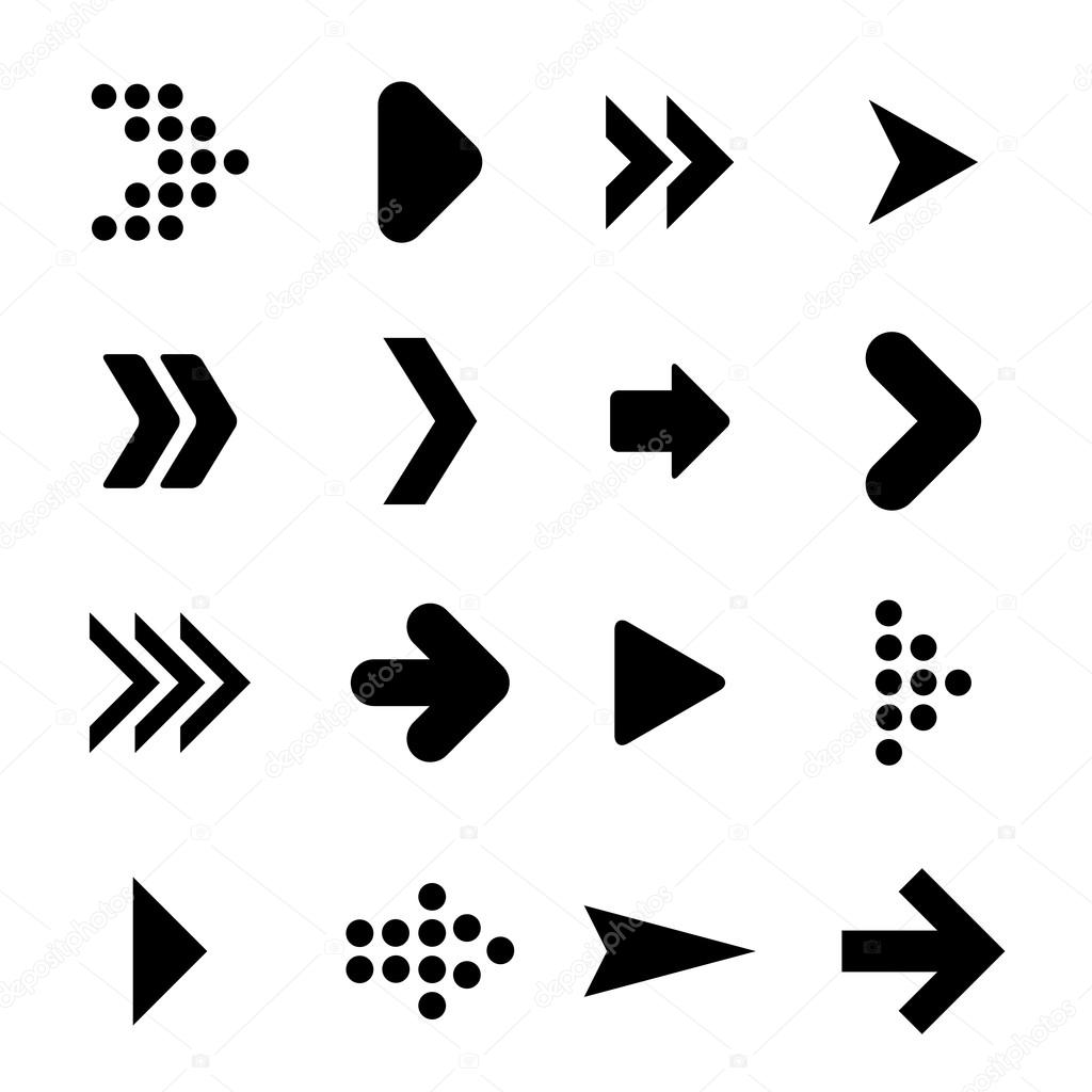 Set of silhouettes arrows.