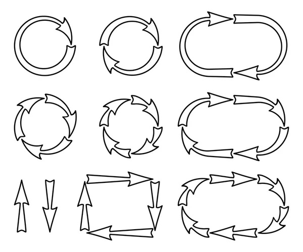 Conjunto de setas silhuetas . — Vetor de Stock