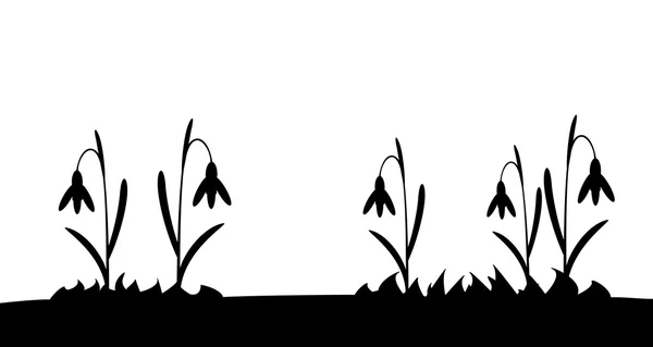 Naadloze silhouet gras en bloemen. — Stockvector