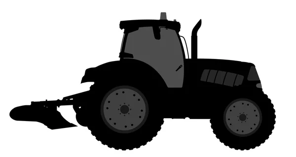 Silueta del tractor sobre fondo blanco . — Vector de stock