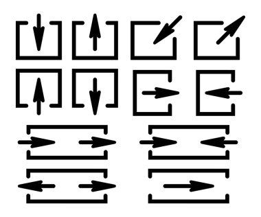 Siluetleri okları kümesi.