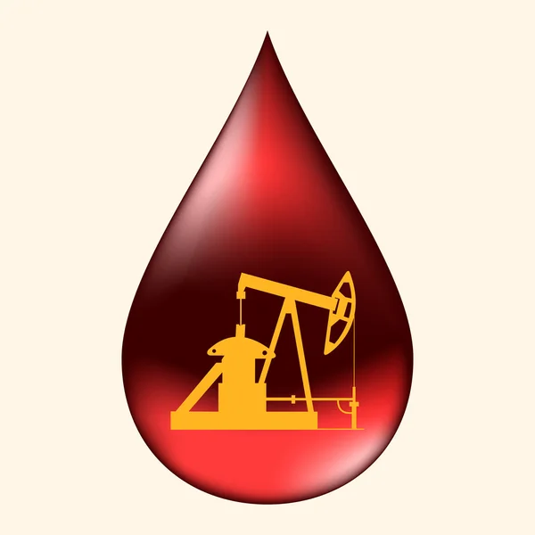 Oil pump in a drop of oil. — Stock Vector