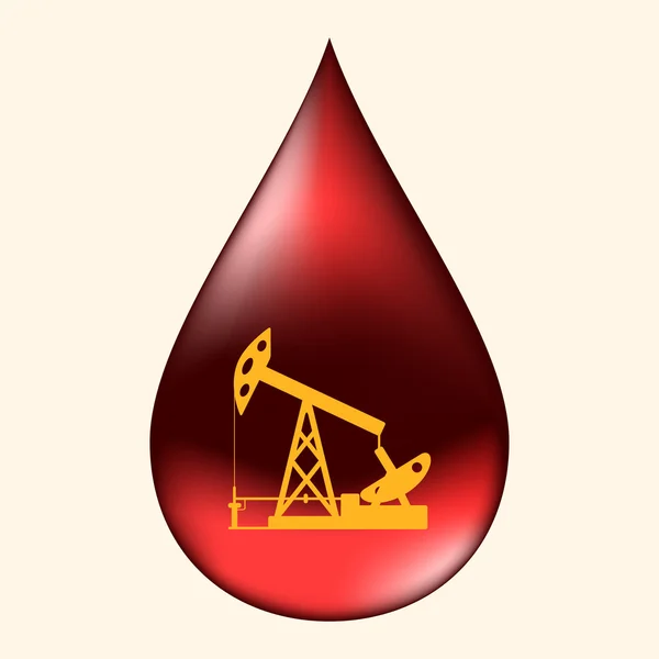 Oil pump in a drop of oil. — Stock Vector