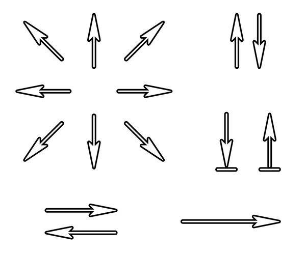 Aantal silhouetten pijlen. — Stockvector