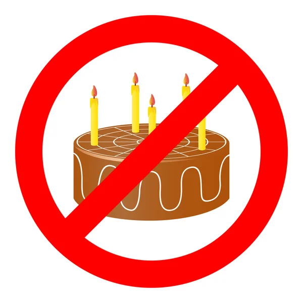 Pastel de cumpleaños en la prohibición de signos . — Archivo Imágenes Vectoriales