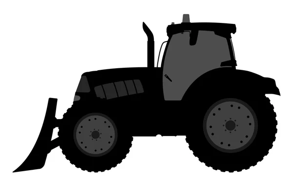 Silhouette de tracteur sur fond blanc . — Image vectorielle