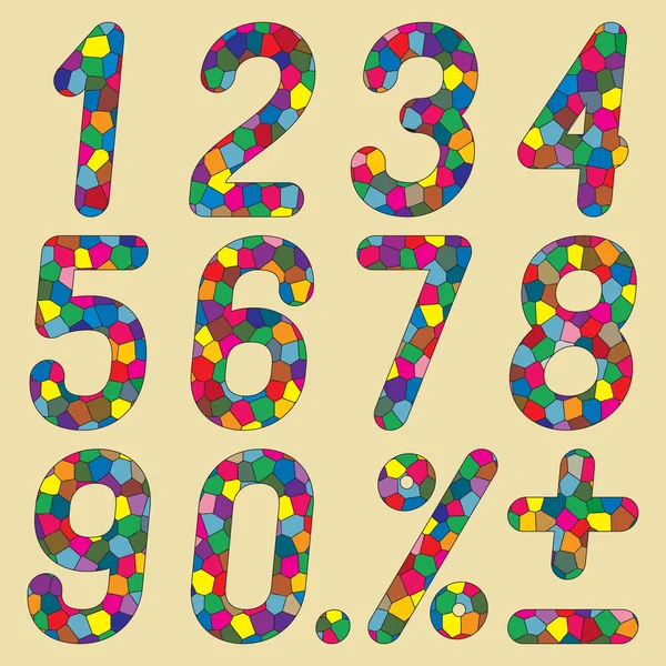 Ensemble de nombres de mosaïques . — Image vectorielle
