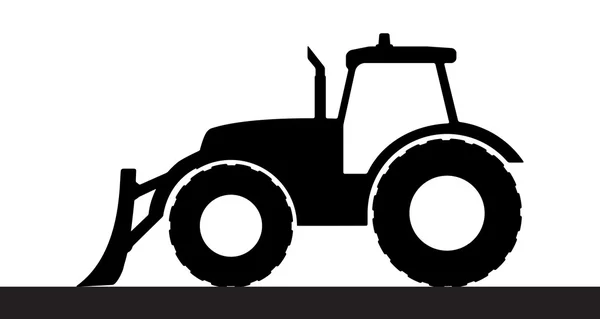 Silhouette de tracteur sur fond blanc . — Image vectorielle