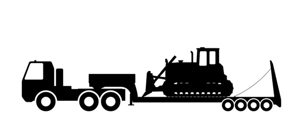 Sziluettjét a traktor a vonóháló. — Stock Vector