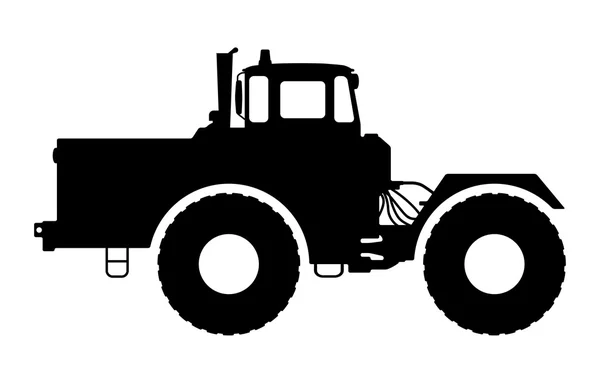 Silhouette de tracteur sur fond blanc . — Image vectorielle