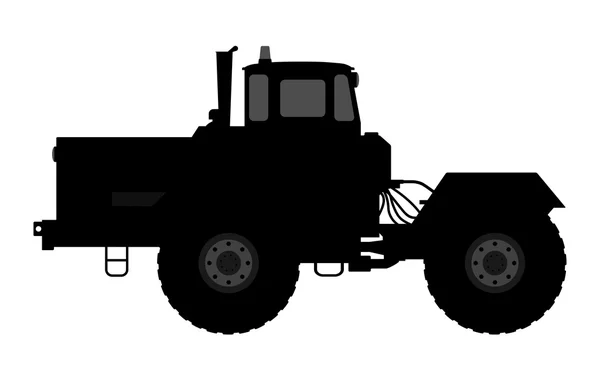 Silhouette de tracteur sur fond blanc . — Image vectorielle