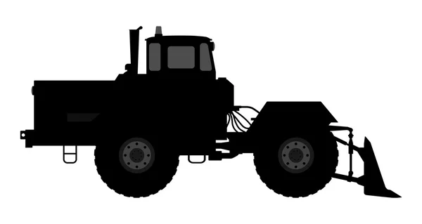 Traktor silhuett på en vit bakgrund. — Stock vektor