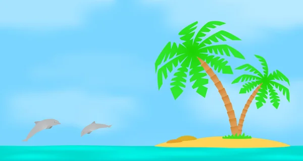 En ö med en Palm. — Stock vektor