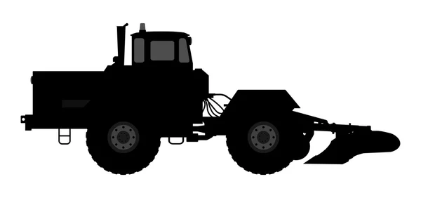 Silueta del tractor sobre fondo blanco . — Vector de stock