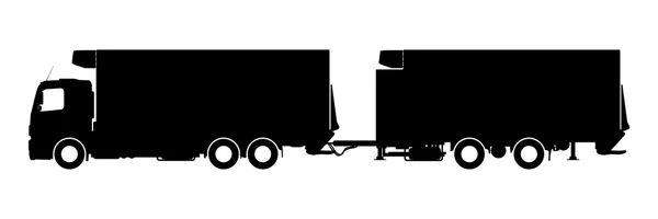 Silhouette eines LKW mit Anhänger. — Stockvektor