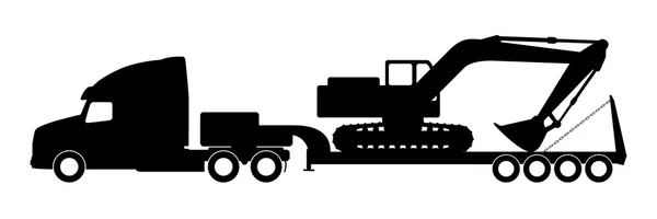 Silhouette of the excavator on the trawl. Vector Graphics