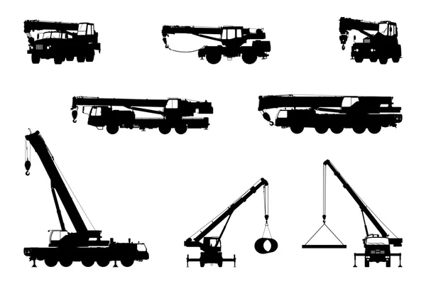 Set Crane Silhouette on a white background. Stock Vector