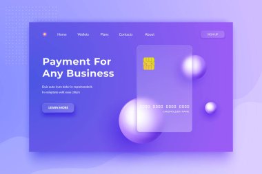 Cam morfizmi konsepti. Cam etkisi bankacılık kartı. Kredi kartı iniş sayfası. Bankacılık web tasarımı