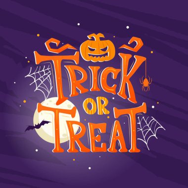 El çizimi Cadılar Bayramı şakası ya da şeker geçmişi. El yazısı ve dekorasyon unsurları olan korkunç Cadılar Bayramı posteri. Parti daveti, kart ya da el yazısı çizilmiş afiş