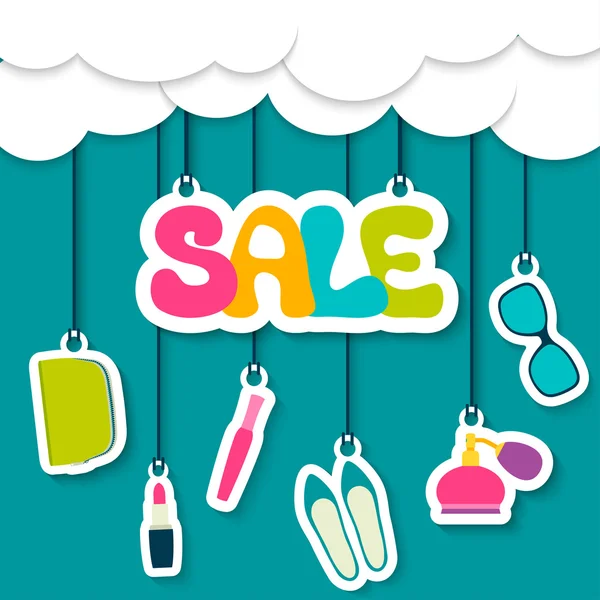 Sale label in the clouds — Stock Vector