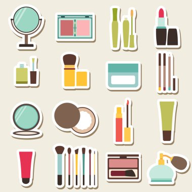 Güzellik ve kozmetik renkli simge kümesi