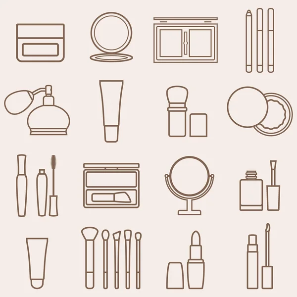 Set of silhouette beauty and cosmetics icons — Stock Vector