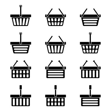 alışveriş sepetleri simgeleri, oniki silhouettes