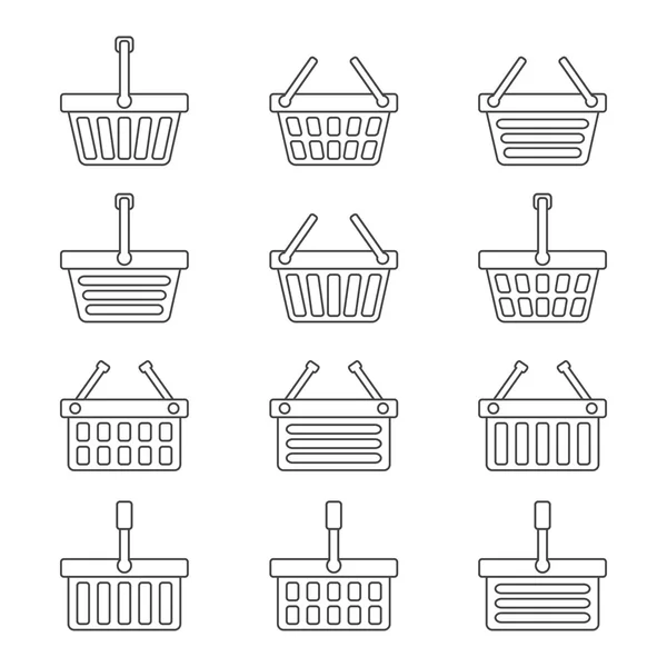 Set of twelve shopping baskets icons — Stock Vector