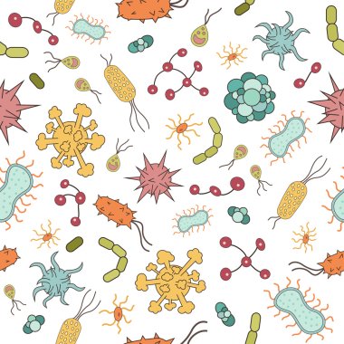 Set of twelve colorful viruses and bacteria clipart