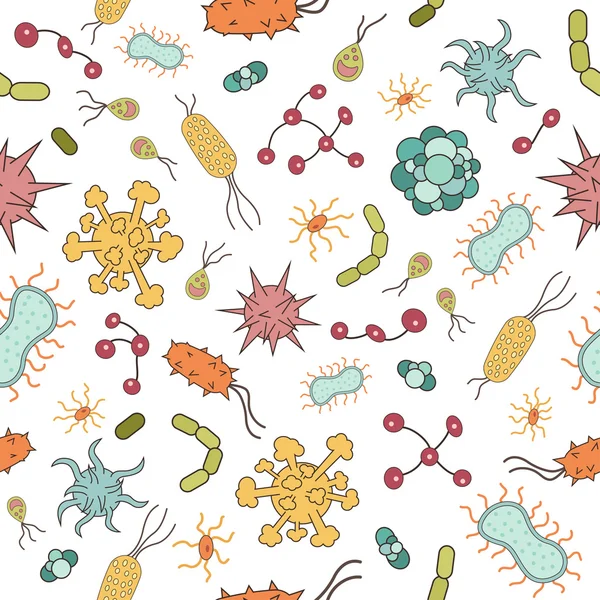 Set on iki renkli virüs ve bakteriler — Stok Vektör