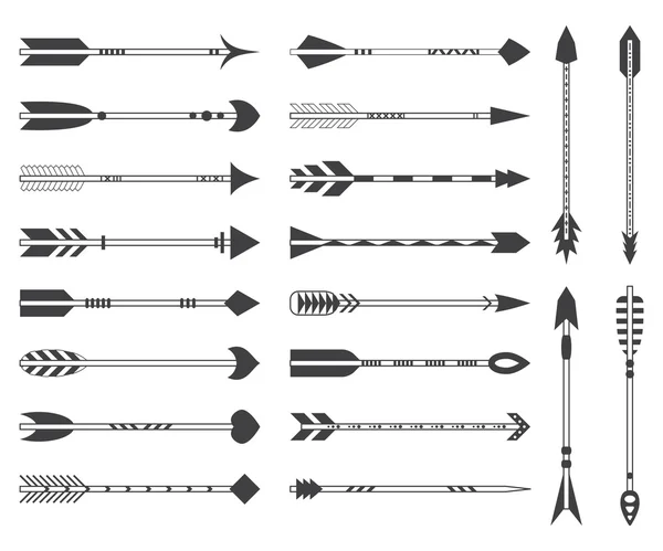 Set van twintig Indiase etnische pijlen. Grijze hipster pijlen — Stockvector