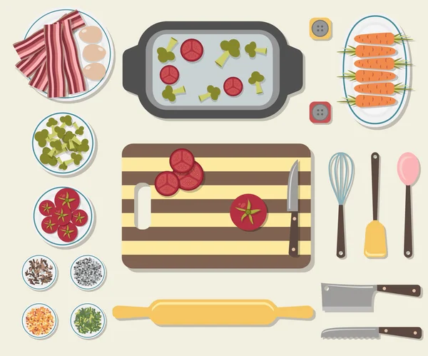 Processus de cuisson des aliments délicieux — Image vectorielle