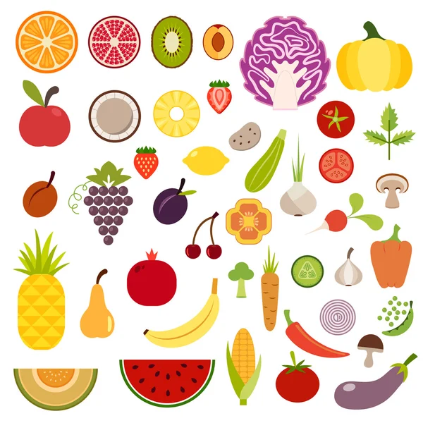 Set of fruits and vegetables — Stock Vector