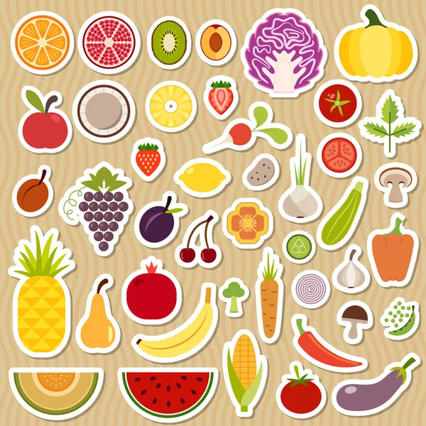 Set of fruits and vegetables — Stock Vector