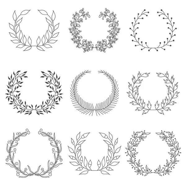 Laureles dibujados a mano — Archivo Imágenes Vectoriales