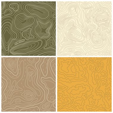 Four Seamless Vector Topographic Map Patterns clipart