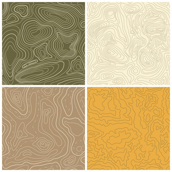 Four Seamless Vector Topographic Map Patterns