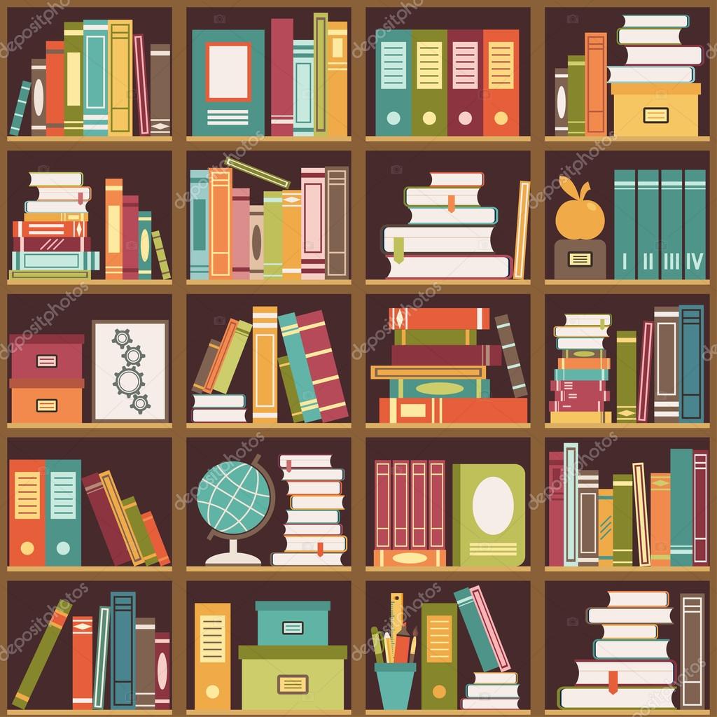 Download Bookshelf with books. Seamless background — Stock Vector © Barmaleeva #80546284