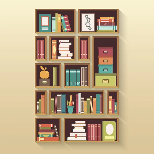 Shelves with colorful books — Stock Vector