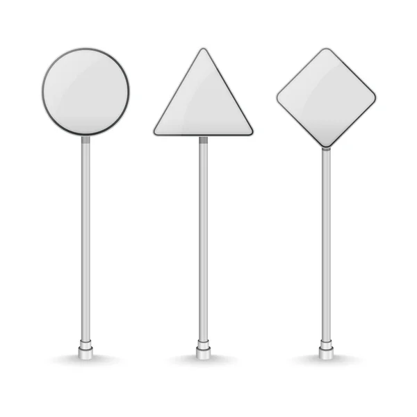 Leere weiße Verkehrszeichen auf weißem Hintergrund — Stockvektor