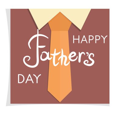 The card with the tie is isolated on a white background. It can be applied on fathers Day or at a business event. The card has a tie and text with drawn letters. Vector illustration.. clipart