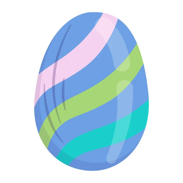 Uovo di Pasqua in stile cartone animato isolato su sfondo bianco. Illustrazione vettoriale per carte pasquali. — Vettoriale Stock