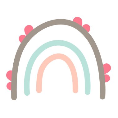 İskandinav sarılışı Gökkuşağı beyaz arka planda izole edilmiştir. Çocuklar için basit minimum İskandinav tarzında vektör illüstrasyonuName.