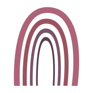 Pembe gökkuşağı modası beyaz arka planda izole edilmiş. Minimum tasarım. Düz doğrusal bir şekilde modaya uygun vektör çizimi. Minimalist soyut estetik tarzı. Çizgili gökkuşağı.