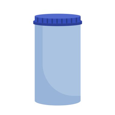 Kavanozdaki ilaç tabletleri beyaz arka planda izole edilmiş. Acıya çare. Tabletler ve kapsüller paketi tamamlar. Düz bir şekilde vektör illüstrasyonu.