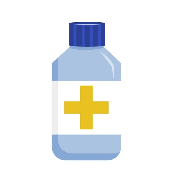 Las tabletas de medicamentos médicos en Jar están aisladas sobre fondo blanco. Remedio para el dolor. Comprimidos y cápsulas del envase. Ilustración vectorial en un estilo plano. — Archivo Imágenes Vectoriales