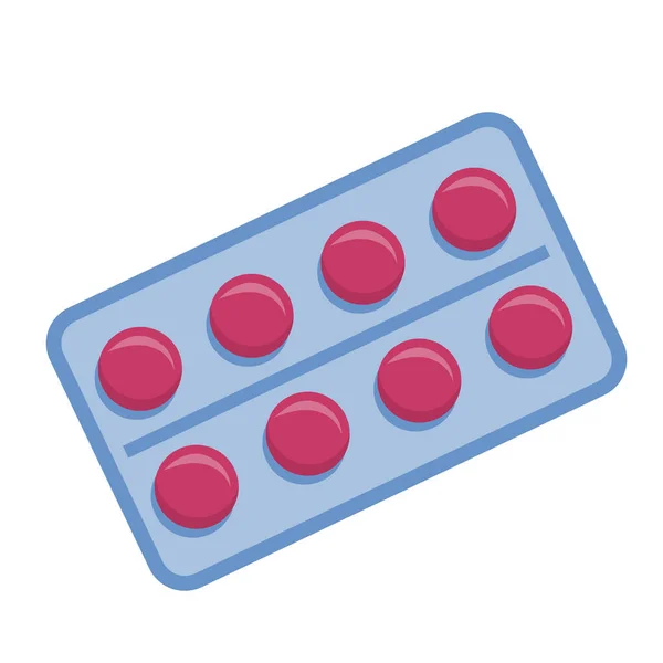 Medicijntabletten zijn geïsoleerd op een witte achtergrond. Een pijnstiller. Tabletten en capsules de verpakking. Vector illustratie in een platte stijl. — Stockvector