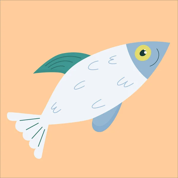 魚、魚介類は隔離されます。ケトフレンドリーな食事。平面的に食品のベクトル図。ケトダイエットと適切な栄養のための魚. — ストックベクタ