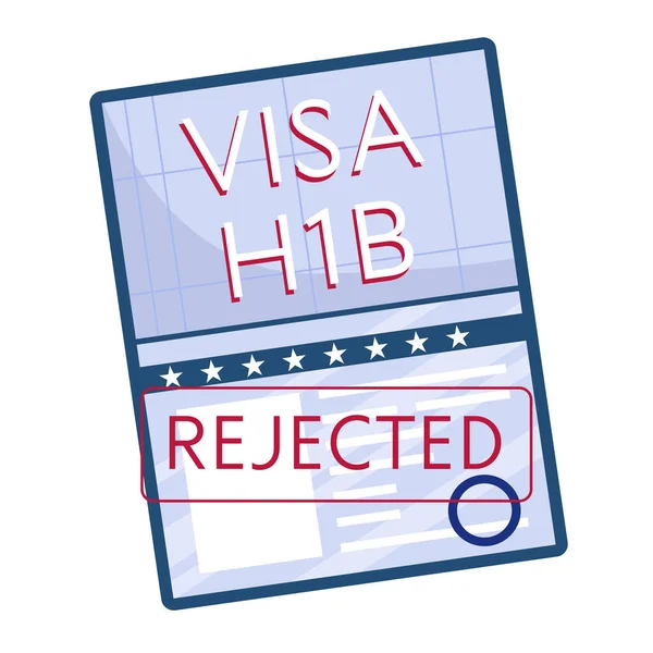 Rejected working American visa, top view, isolated on a white background. H1B visa. Vector illustration in a flat style. — ストックベクタ