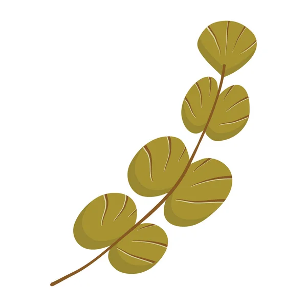 O ramo é isolado por folhas verdes sobre um fundo branco. Um ramo em estilo boho plana para decorar jóias, cartões e convites. Ilustração vetorial de cores. —  Vetores de Stock